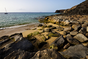 Image showing coastline rock   waand summer in lanzarote spain