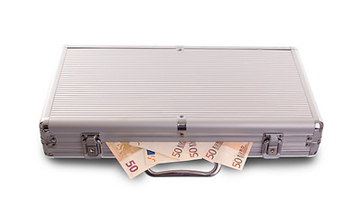 Image showing Metal briefcase full of cash