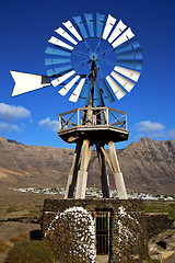 Image showing windmills and the sky in  isle of lanzarote 