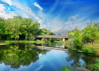 Image showing Bridge over silent river