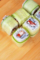 Image showing cucumber sushi rolls