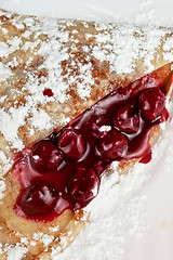 Image showing pancakes with cherries