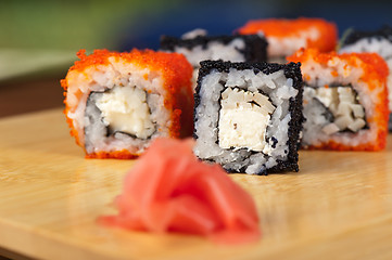 Image showing tobico sushi rolls