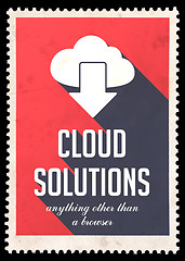 Image showing Cloud Solutions on Red in Flat Design.