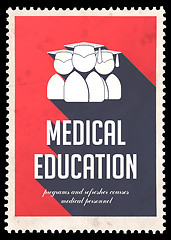Image showing Medical Education on Red in Flat Design.