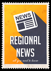 Image showing Regional News on Yellow in Flat Design.
