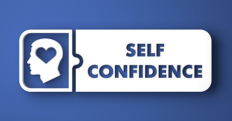 Image showing Self Confidence on Blue Background in Flat Design.