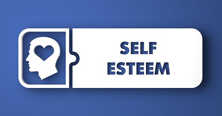 Image showing Self Esteem Concept on Blue in Flat Design.