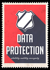 Image showing Data Protection Concept on Red in Flat Design.