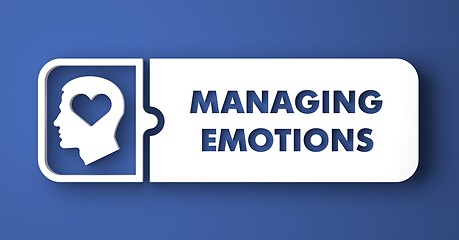 Image showing Managing Emotions on Blue in Flat Design Style.