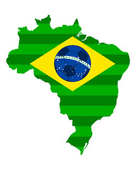 Image showing Soccer map and flag of Brazil