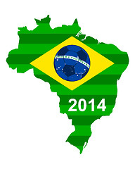 Image showing Soccer map and flag of Brazil