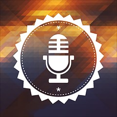 Image showing Microphone Icon on Retro Triangle Background.