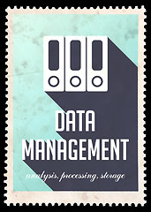 Image showing Data Management on Blue in Flat Design.