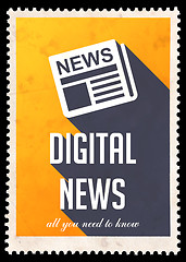 Image showing Digital News on Yellow in Flat Design.