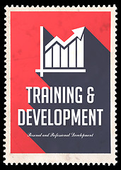 Image showing Training and Development on Red in Flat Design.