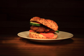 Image showing hamburger in the dark night