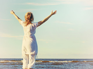 Image showing young woman and sea