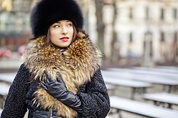 Image showing Winter girl posing in park