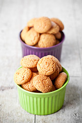 Image showing meringue almond cookies in bowls