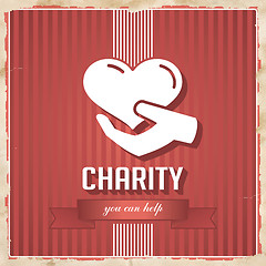 Image showing Charity on Red Striped Background in Flat Design.