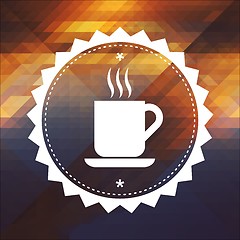 Image showing Cup of Coffee Icon on Retro Triangle Background.