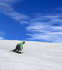 Image showing Snowboarder on ski slope