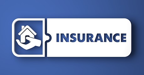 Image showing Insurance Concept on Blue in Flat Design Style.