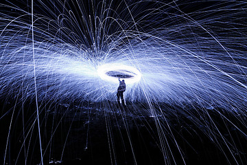 Image showing Showers of hot glowing sparks