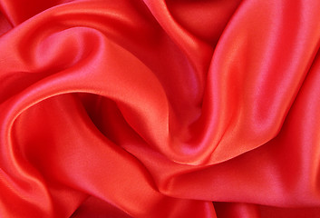 Image showing Smooth red silk as background 