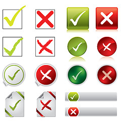 Image showing Tick and cross stickers, buttons, and symbols 