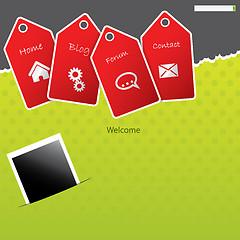 Image showing Green website template design with red labels