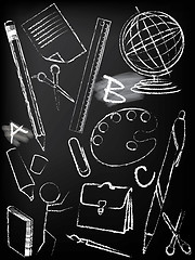 Image showing Blackboard with children sketch