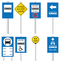 Image showing Various bus stop signs