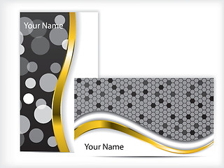 Image showing Black and white business card with gold wave