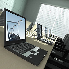 Image showing Laptops in an empty room