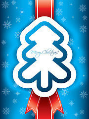 Image showing Christmas greeting card with red ribbon