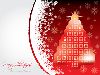 Image showing Snowing christmas card with dotted tree