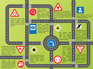 Image showing Info graphic with roads and stylish signs