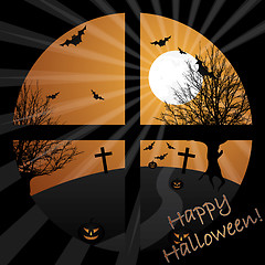 Image showing Halloween view from a window in moonlight 