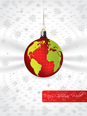 Image showing Christmas greeting with globe decoration
