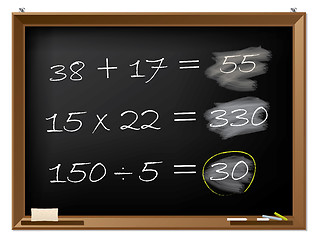 Image showing Blackboard with math excercises