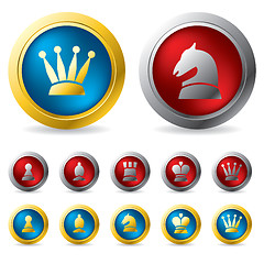 Image showing Golden and silver chess buttons