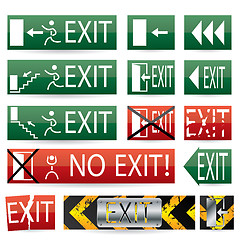 Image showing Various exit signs