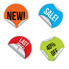 Image showing Various stickers with discounts