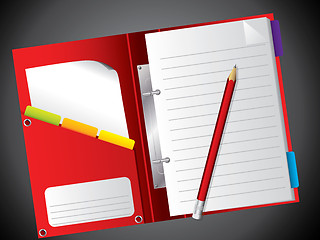 Image showing Open red notepad