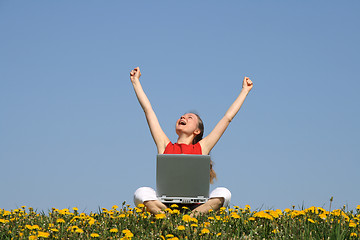 Image showing Happy girl with laptop