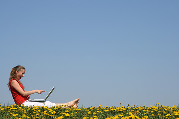 Image showing Surprised girl with laptop