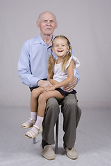 Image showing Portrait of an elderly man with granddaughter