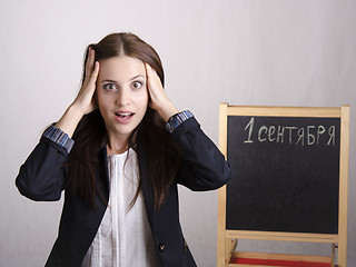 Image showing Portrait of a school teacher, who is in shock